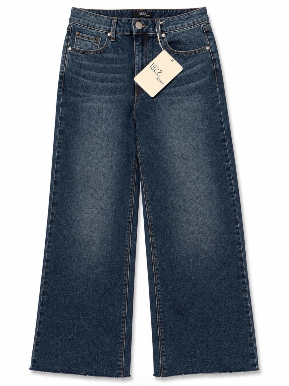 1822 Denim NWT High Rise Wide Leg Raw Hem Jeans Dark Wash 6/28